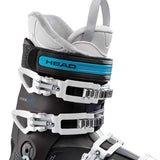 Head Ladies Edge LYT 75 HV Ski Boots 2024 - Black ski boot with blue logo and white trim.
