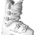 Head Women's Formula 95 Ski Boots 2023 - White ski boots with silver buckles and straps.