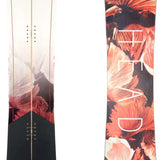 Head Women's Pride 2.0 Snowboard 2024 - A white snowboard with a pink floral design on top of a black background.