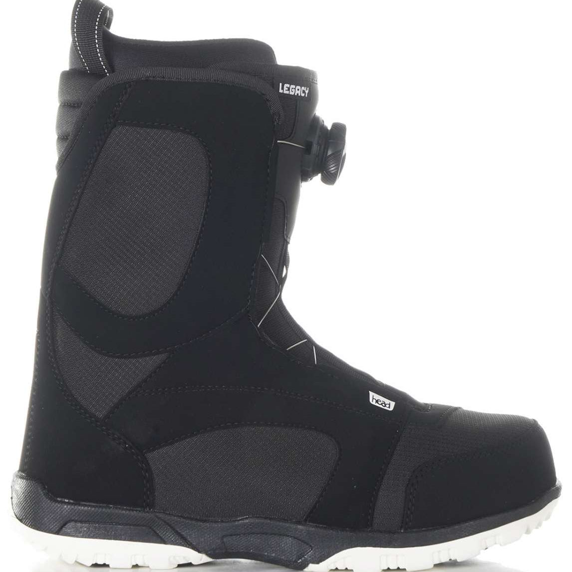 Head Legacy BOA Snowboard Boot 2023 - Black snowboard boots with a sleek, modern design and white accents on the laces and logo.