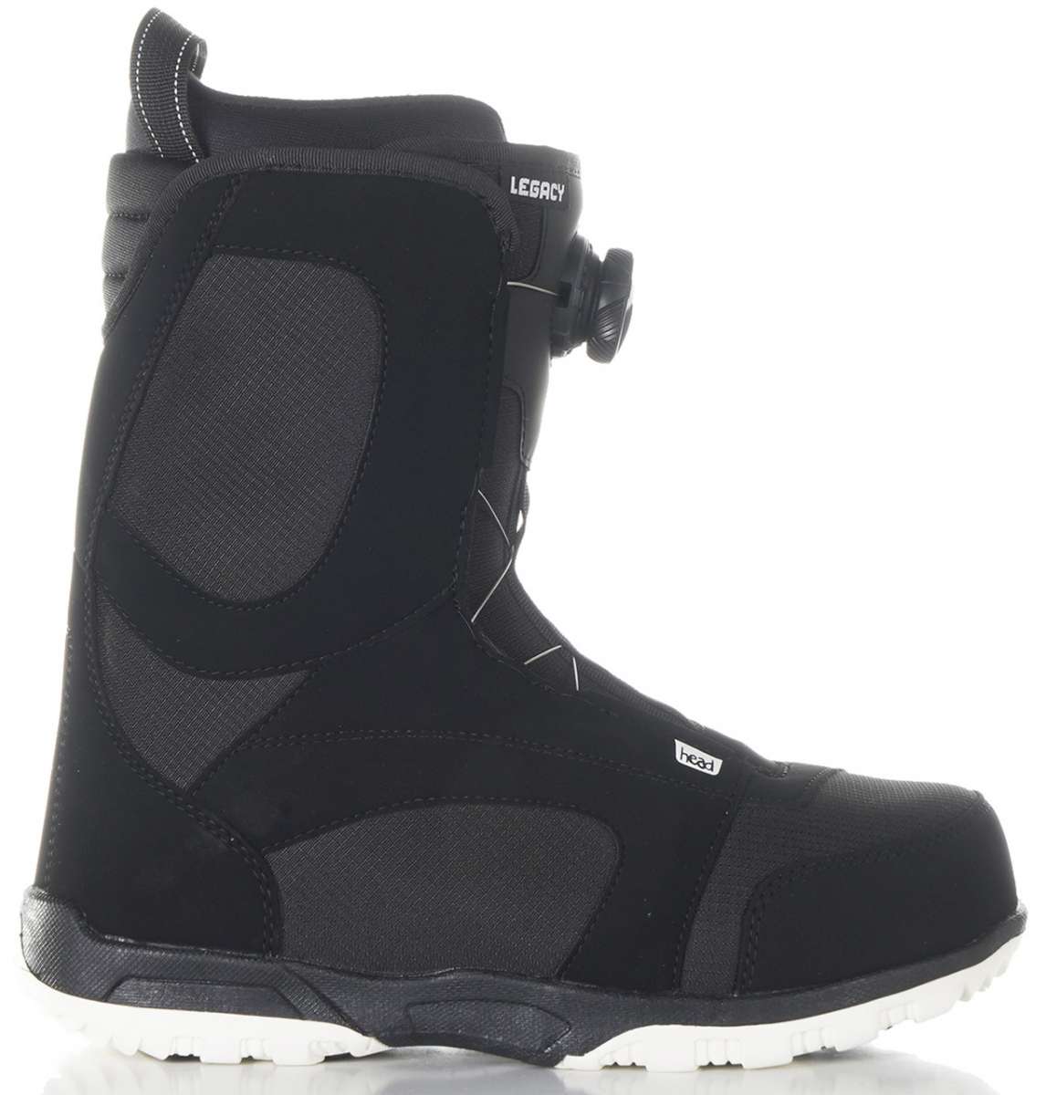 Head Legacy BOA Snowboard Boot 2023 - Black snowboard boots with a sleek, modern design and white accents on the laces and logo.