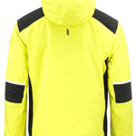 Head Neo Insulated Jacket 2023 - A bright yellow jacket with black accents on the shoulders and elbows, featuring a white stripe along the hood.