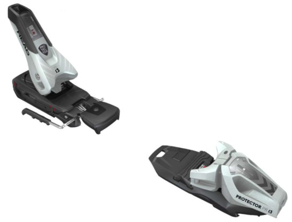 Tyrolia Protector 13 PR GW Ski Binding - A black and white ski binding with a gray logo on top, featuring a red button.