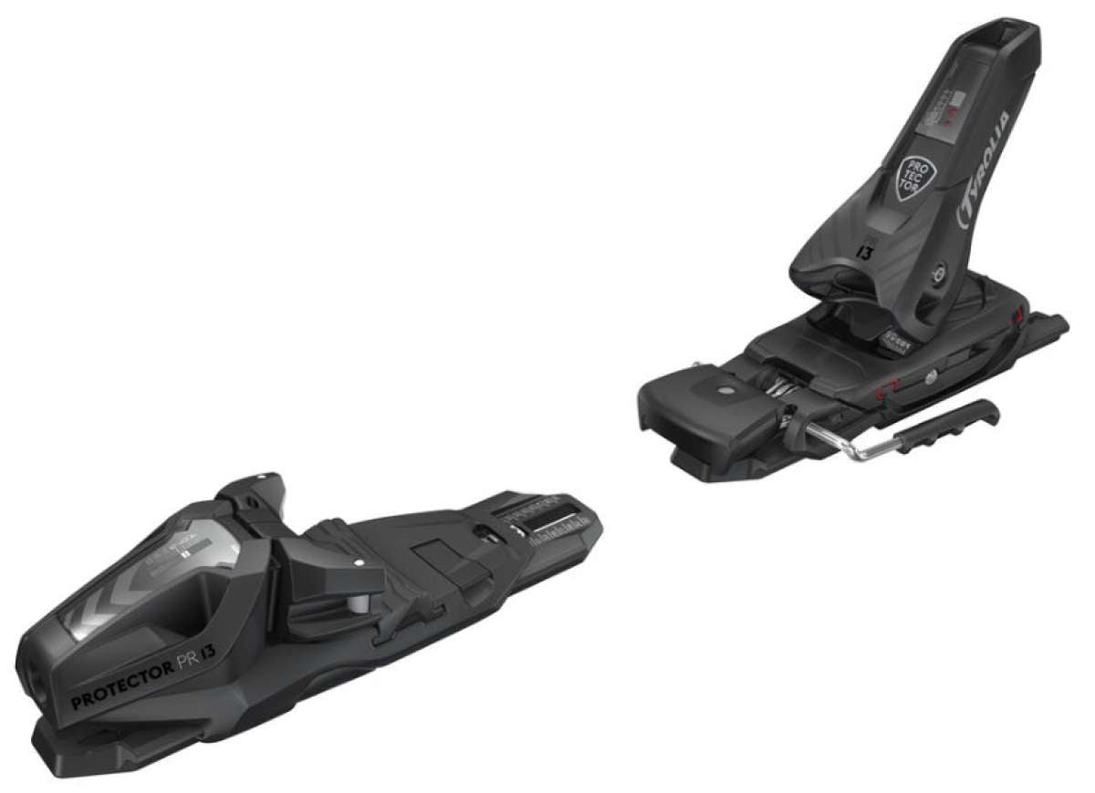 Tyrolia Protector 13 PR GW Ski Binding - Black ski binding with white logo on top plate and silver screws.