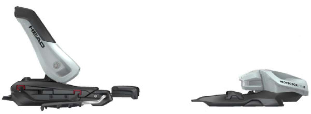 Tyrolia Protector 13 PR GW Ski Binding - A black ski binding with a silver lever and red accents.