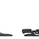 Tyrolia Protector SLR 11 Ski Bindings 2024 - Black ski bindings with silver hardware and red accents on a white background.