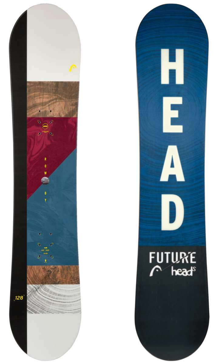 Head Rowdy Jr Snowboard 2024 - A snowboard with a brown wood grain pattern on its top surface.