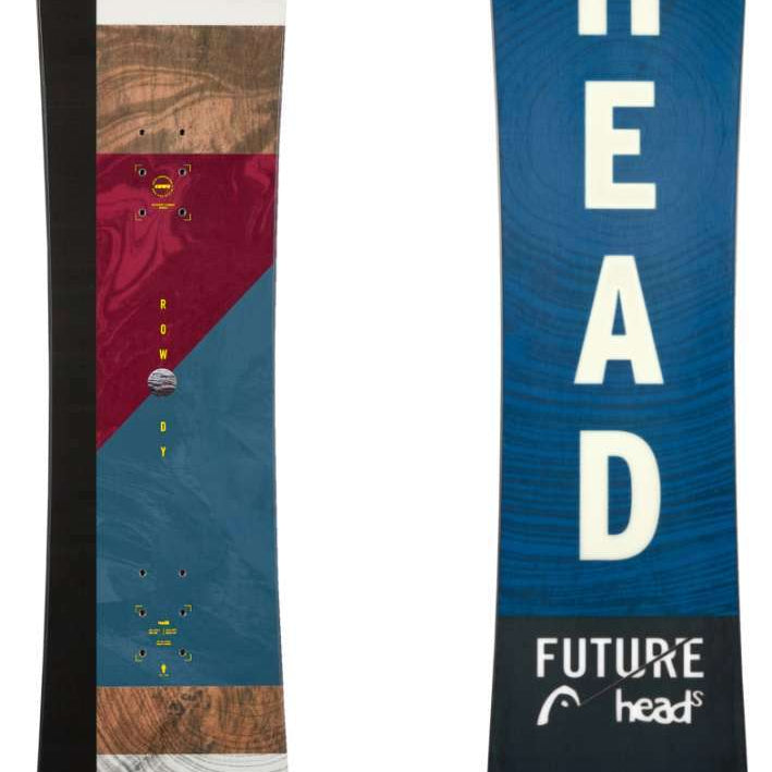 Head Rowdy Jr Snowboard 2024 - A snowboard with a brown wood grain pattern on its top surface.