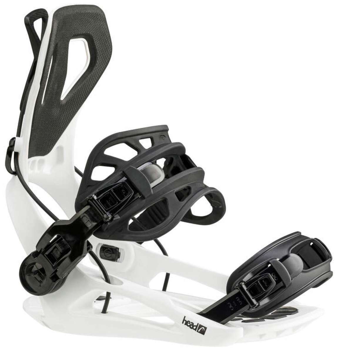 Head RX One Snowboard Binding 2025 - A black snowboard binding with a white logo on the strap and a silver buckle.