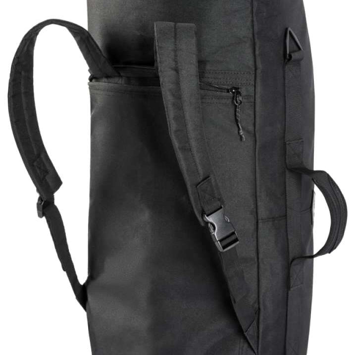 Head Single Board Bag With Backpack Straps - The bag is dark gray with a rectangular pocket on the front and two black straps attached to the top.