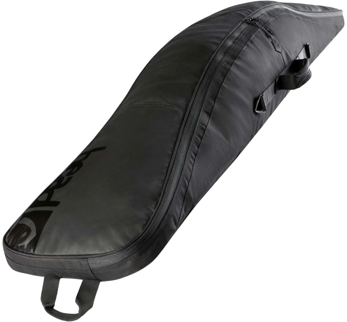 Head Single Board Bag With Backpack Straps - Black bag with a zippered top and two black backpack straps attached to the side.