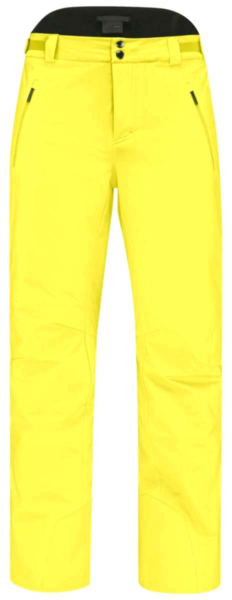 Head Summit Insulated Pants 2023 - Bright yellow pants with black buttons on waistband and two zippered pockets on sides.