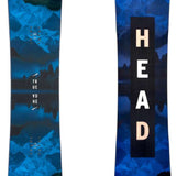Head True 2.0 Snowboard 2024 - A blue and black snowboard with a mountain graphic on it.