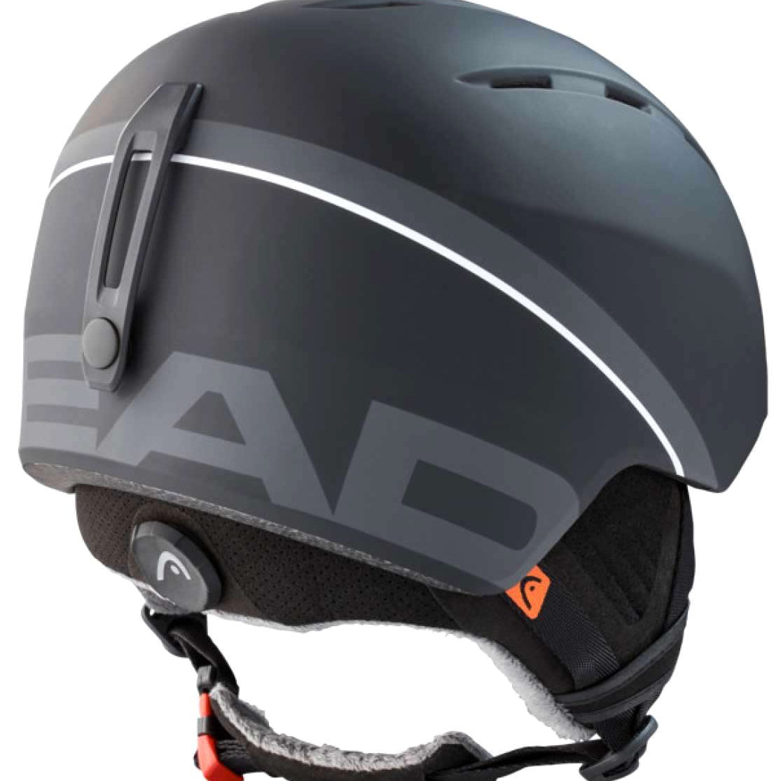 Head Varius Helmet 2024 - Black helmet with white stripe on top, featuring a chin strap and ventilation holes.