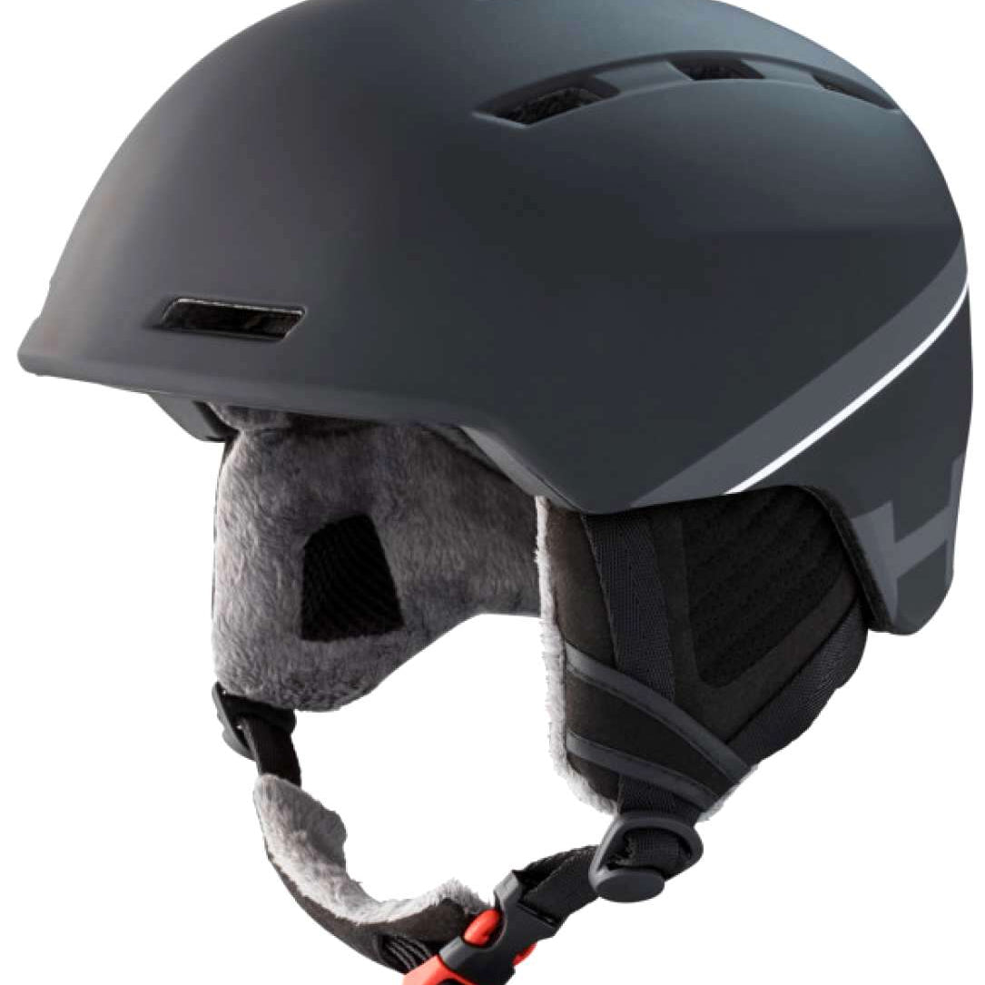 Head Varius Helmet 2024 - Matte black helmet with white stripe on side, adjustable strap and vents on top.