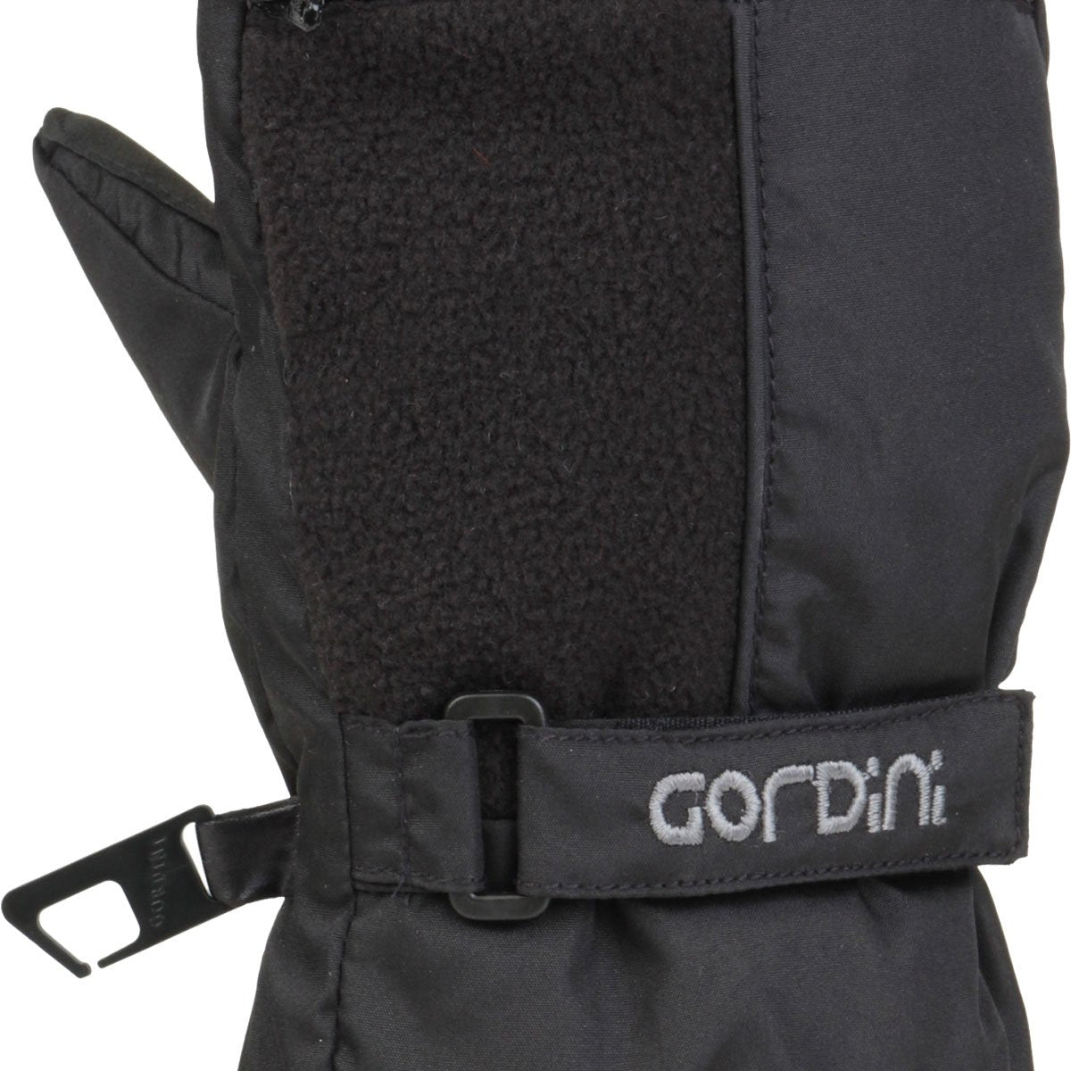 Gordini Kids' Heaterpack II Mitt - A black mitt with a fleece-lined interior and a zippered pocket on the back of the hand.