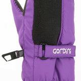 Gordini Kids' Heaterpack II Mitt - A purple mitt with a black strap and zipper on the back, featuring a fleece-lined interior.