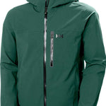 Helly Hansen - A dark green, waterproof shell jacket with a hood and zippered pockets.