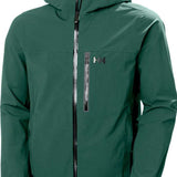 Helly Hansen - A dark green, waterproof shell jacket with a hood and zippered pockets.
