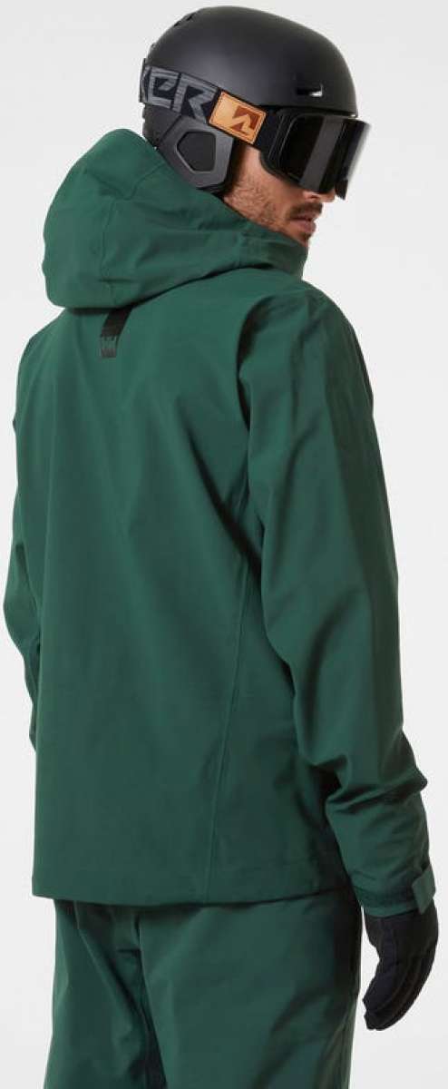 Helly Hansen Swift 3 Layer Shell Jacket 2022-2023 - A dark green jacket with a hood, zippered pockets and adjustable cuffs.
