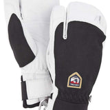 Hestra Army Leather Patrol 3 Finger Glove 2024 - A pair of black leather gloves with three fingers exposed and a strap closure at the wrist.