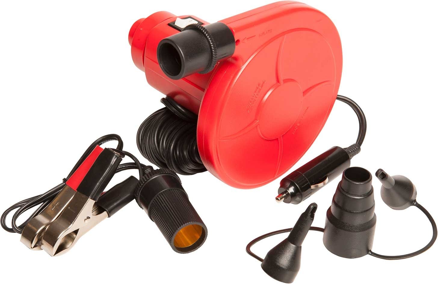 HO Sports 12 Volt Tube Pump - Black plastic body with a black nozzle on top, coiled black cord wrapped around the base.