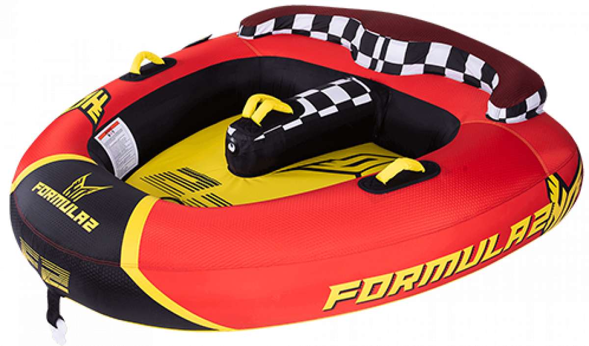 HO Sports Formula 2 Tube 2023 - Red tube with black and white checkered pattern on top, yellow handles.