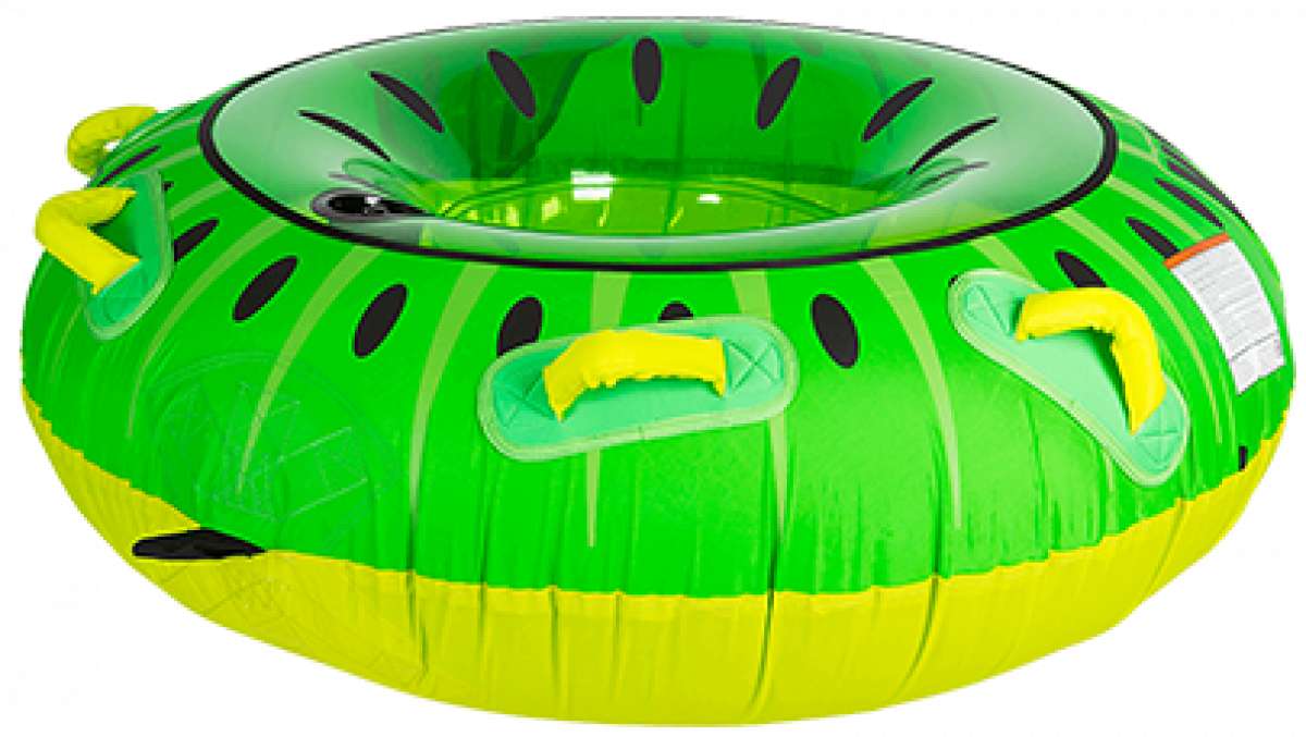 HO Sports Kiwi Tube 2023 - Green tube with black stripes and a kiwi fruit graphic on the side.