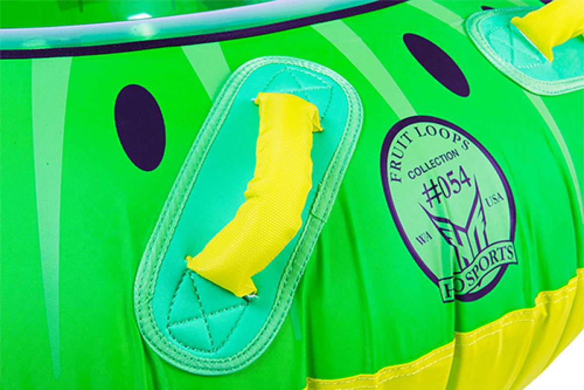 HO Sports Kiwi Tube 2023 - Lime green tube with a kiwi pattern and yellow accents.