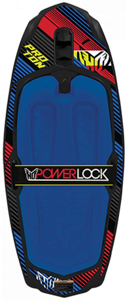 HO Sports Proton Kneeboard 2023 - A black kneeboard with red and blue accents, featuring a white logo on top.