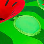 HO Watermelon Tube - Red watermelon with green rind and black seeds on a red background.