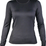 Hot Chillys - Ladies' MTF Chamois Top Baselayer is a dark gray long-sleeved shirt with a round neckline and fitted silhouette, featuring a chamois fabric on the inside for added comfort.