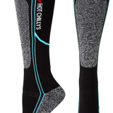 Hot Chilly Women's Elite Heat Low Volume Sock 2024 - Black and gray low-cut sock with a red chili pepper logo on the top of the foot.