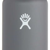 Hydro Flask 32oz Wide Mouth Water Bottle - A gray water bottle with a wide mouth and a black lid, featuring a white logo on the side.