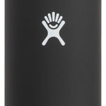 Hydro Flask 40oz Wide Mouth Water Bottle - A black water bottle with a wide mouth and a handle on top, featuring a white logo of a handprint with lines extending from each finger.