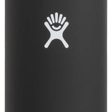 Hydro Flask 40oz Wide Mouth Water Bottle - A black water bottle with a wide mouth and a handle on top, featuring a white logo of a handprint with lines extending from each finger.