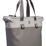 Hydro Flask 18L Day Escape Soft Cooler Tote - A large, rectangular cooler bag with a zippered top and two long handles in light gray.