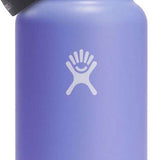 Hydro Flask 32oz Wide Mouth Bottle with Flex Straw - A purple water bottle with a black lid and straw, featuring a distinctive logo on the side.