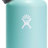 Hydro Flask - A wide-mouthed water bottle with a built-in flexible straw, featuring a light blue color and a silver lid.