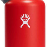 Hydro Flask 32oz Wide Mouth Bottle with Flex Straw - A red water bottle with a black lid and a flexible straw protruding from it.