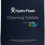 Hydro Flask - Natural cleaning tablets in a dark gray box with white lettering, featuring a small illustration of a hand holding a tablet on the front.