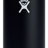 Hydro Flask - A black insulated cooler cup with a screw-on lid, featuring a white logo on one side and a handle on top.