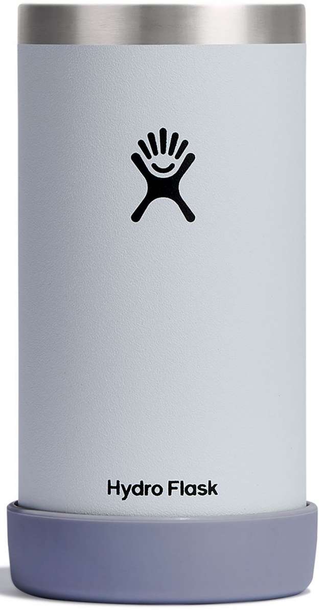 Hydro Flask Tallboy Cooler Cup - A tall, insulated cup with a screw-on lid and a handle on one side. It has a gray color scheme.