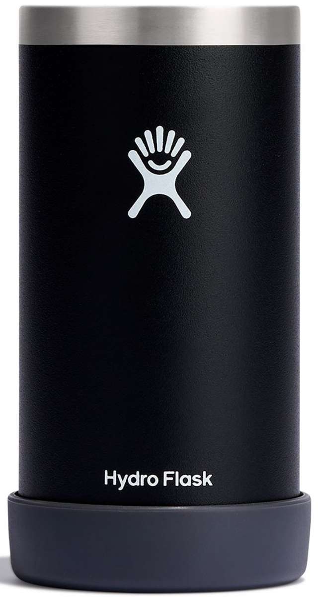 Hydro Flask Tallboy Cooler Cup - A tall, insulated cup with a screw-on lid and a handle on one side. It has a dark gray color with white lettering that reads "Tallboy" on the front.