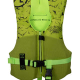 Hyperlite Boy's Toddler Indy CGA Wakeboard Vest 2021 - Lime green vest with black logo and straps.