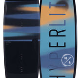 Hyperlite Women's Cadence Wakeboard 2022 - A blue and orange wakeboard with a white logo on top.