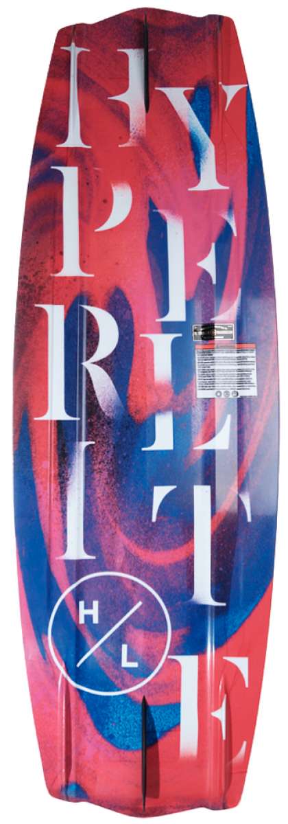 Hyperlite Eden Wakeboard With Jinx Bindings SMU 2022 - A red and blue wakeboard with a white logo on top.