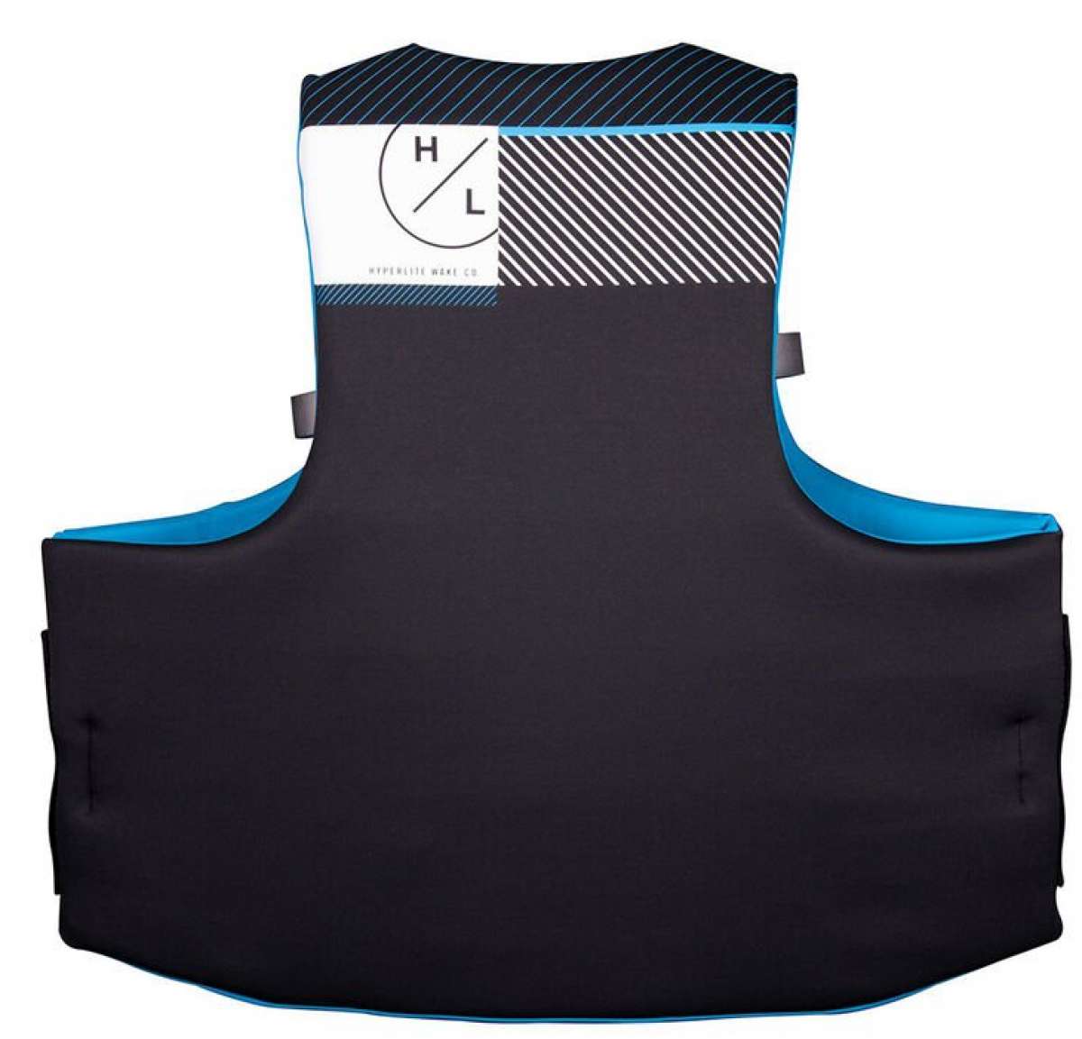 Hyperlite Men's Indy Big & Tall CGA Vest 2020 - A black life vest with a white logo on the upper left side and blue accents around the edges.