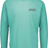 Hyperlite Protector Long Sleeve Hoodie 2022 - A light blue hoodie with a hood and long sleeves, featuring a logo on the chest.