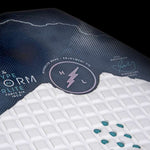 Hyperlite Storm Wakesurf Board 2022 - A navy blue board with a white logo and white lettering on top of it.
